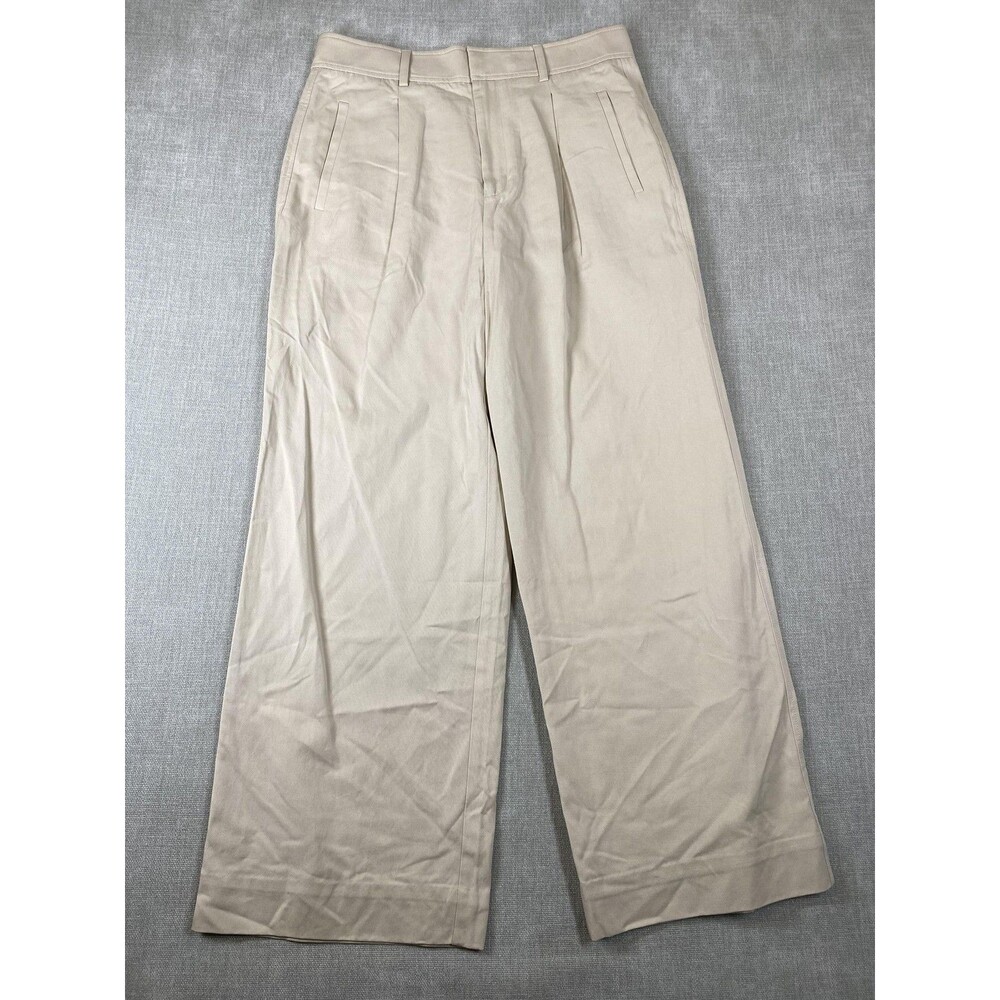 Everlane The Draper Pleated Pant Womens 12S Beige Wide Leg Chino Twill Business